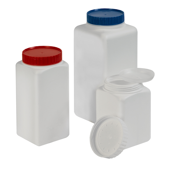 Wide-mouth jar PE-HD 1000 ml, red lid